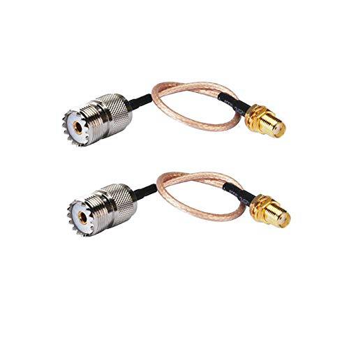 SaferCCTV UHF Female to SMA Female 커넥터 SO-239 변환기 케이블 - 6Inch 소형 안테나 케이블 와이어 RG316 for Baofeng Wouxun Quasheng Linton- for UHF Base and 휴대용 Antennas(Pack of 2)