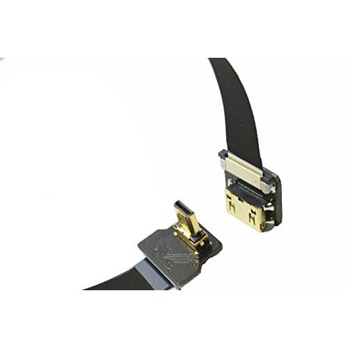 블랙 FFC HDMI FPV HDMI 케이블 FFC 마이크로 HDMI male 90 도 to 미니 HDMI female 파나소닉 GH4 블랙 매직 BMPCC 소니 알파 소니 A5000 A6000 A7S A7R (20CM)