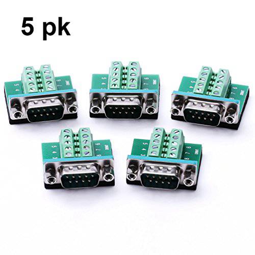 DB9 Breakout 보드 DB9 RS232 Serial Male to 터미널 차단 10P 변환기 5 Pack