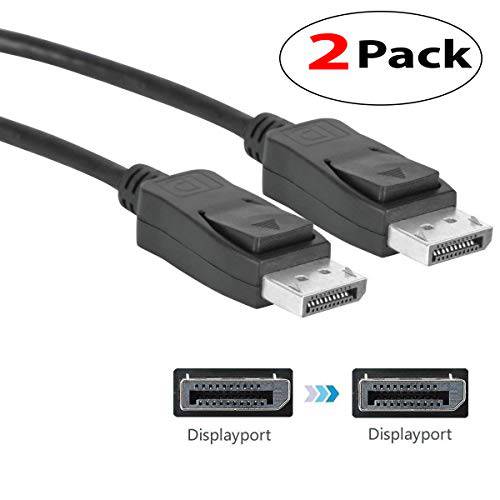 2Pack 6 Feet DisplayPort,DP,DP to DisplayPort,DP 케이블 - 4K 해상도 Ready (DP to DP 케이블) 블랙