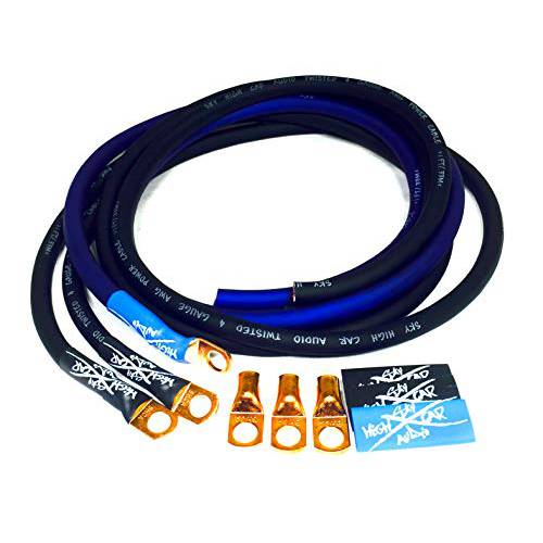 Sky 고 Oversized 4 Gauge AWG Big 3 Upgrade Blue/ 블랙 Electrical Wiring Kit