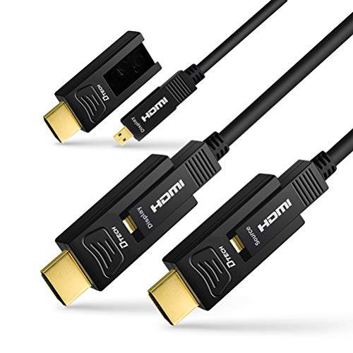 DTECH 75 Feet Fiber Optic HDMI 케이블 4K 60Hz 444 Chroma Subsampling 18Gbps 울트라 HD with 미니 HDMI and 스탠다드 HDMI 커넥터 (23 Meters, Black)