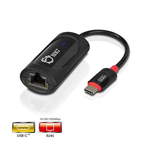 SIIG USB Type C to 기가비트 랜포트 - 10/ 100/ 1000 Mbps 랜 변환기 for 윈도우 and 맥 Systems, 썬더볼트 3 (Black)