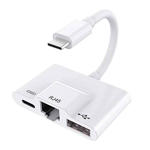USB C to 랜포트, 3 인 1 USB C to USB and RJ45 랜 랜포트 with Charing Port 호환가능한 with 맥북 아이패드 프로 구글 Pixel 2/ 2XL/ 3/ 3XL