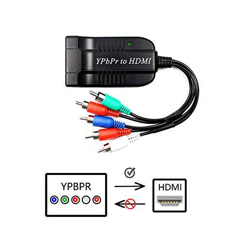 YPbPr to HDMI컨버터 변환기, 컴포넌트 to HDMI, 5RCA RGB YPbPr to HDMI 컨버터 support 1080P 영상 오디오 컨버터 변환기 for DVD PSP 엑스박스 360 PS2 Nintendo to HDTV 모니터 or 프로젝터