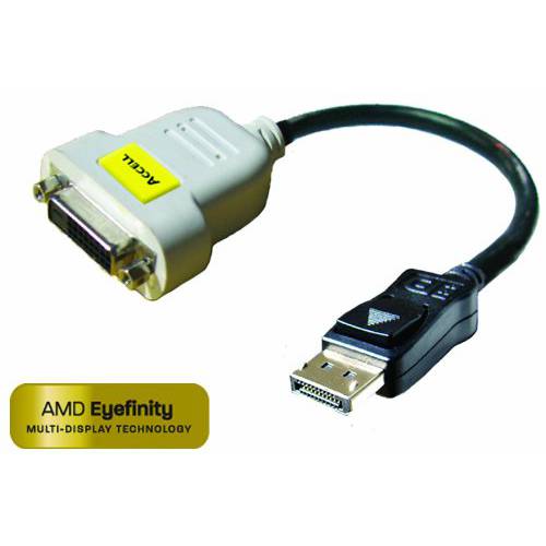 Accell DisplayPort,DP to DVI-D 패시브 어댑터 - 레졸루션 up to 1920x1200 (WUXGA)