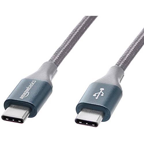 AmazonBasics 이중 Braided 나일론 USB-C to USB-C 2.0 고속 충전 케이블 3A - 10-Foot 다크 그레이