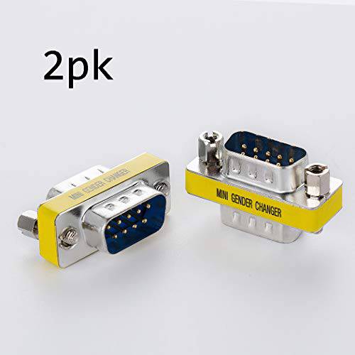 Arnorin DB9 젠더 변환 Serial RS232 Male to Male 미니 Adapter/ 연장기,커플러 Pack of 2