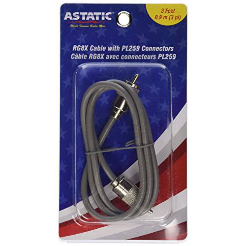 Astatic 302-10268 Grey 3’ Cbl with Pl259 커넥터