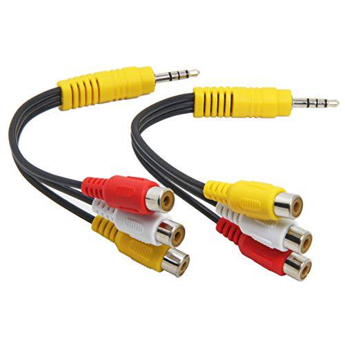 3.5mm to RCA AV 케이블, AV 변환기 for 삼성 TV, Ancable 2-Pack 6-Inch(15cm) 컴포넌트 to 3.5mm Audio/ 영상 분배 for TV, DVD Player, Gamecube, Nintendo 64, Wii, Old Sega Saturn