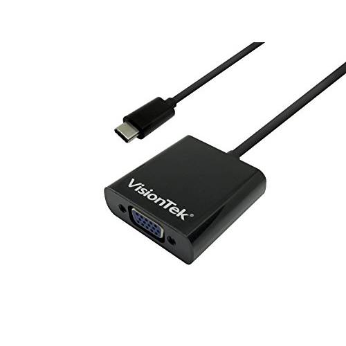 VisionTek USB C 3.1 to VGA Adapter, Male to Female, for 아이패드 Pro, 맥북 Pro, Chromebook, Lenovo, Dell, HP, 데스트탑 그래픽 and More (900818)