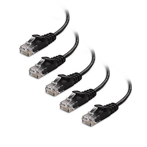 CableMatters 5-Pack Snagless Cat 6, Cat6 UltraTh인 랜선, 랜 케이블 (Th인 Cat6 Cable) 인 블랙 14 ft