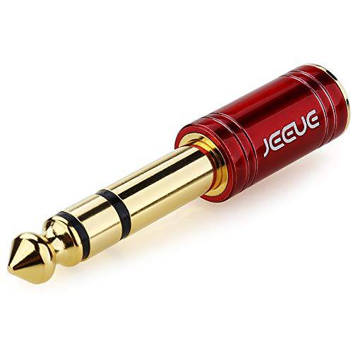 JEEUE 1/ 4 to 3.5mm 헤드폰,헤드셋 변환기 for 오디오 커넥터 Cables, Upgrade 6.35mm(1/ 4) 남성 - 3.5mm Female 소켓 스테레오 퓨어 Copper Jack 어댑터 Bring You 프로페셔널 사운드 (RED-1PCS)