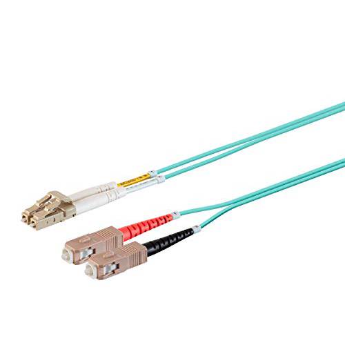 Monoprice OM4 Fiber Optic 케이블 - 15M ( 미터) - LC/ UPC-SC/ UPC, 멀티 Mode, Duplex, 50/ 125 Type, 2.0mm, PVC