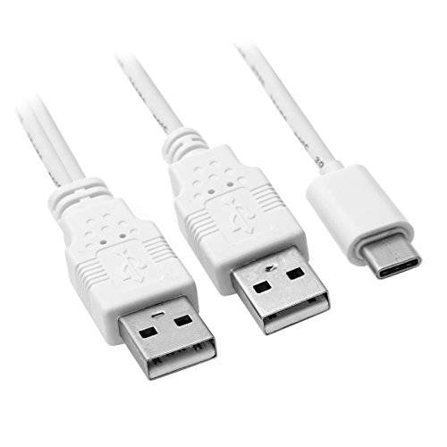 CY USB 3.1 Type C USB-C to 이중 A Male 엑스트라 파워 Data Y 케이블 for 휴대폰, 스마트폰&  하드 Disk 60cm White