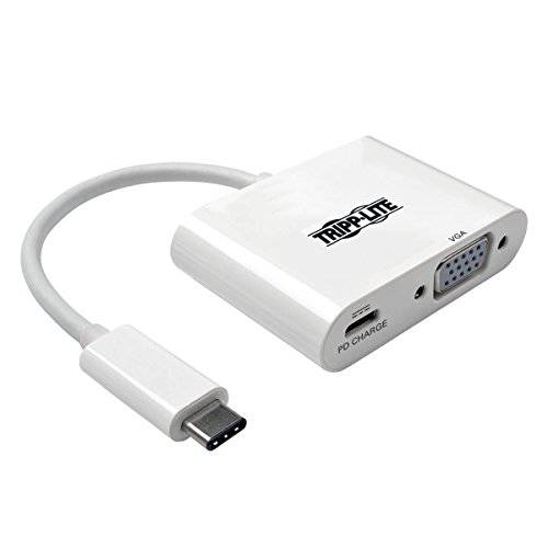 Tripp Lite USB Cto VGA 영상 변환기 컨버터 1080p w/ USB-CPD 충전 Port, USB Type C, 썬더볼트 3 Compatible, USB Type-C 6in (U444-06N-V-C)