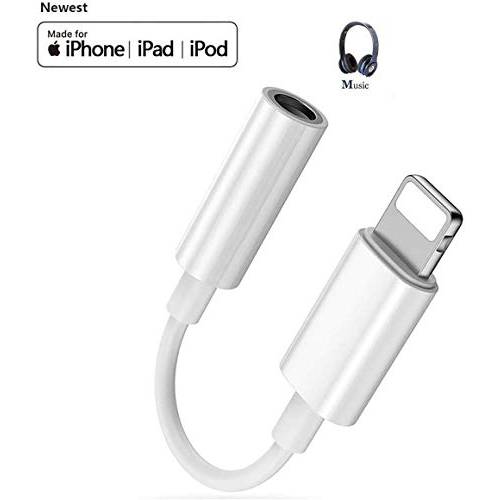 헤드셋 3.5mm 잭 어댑터 헤드폰 변환기, 헤드폰 AUX 오디오 어댑터 음악 분배기 케이블 액세서리 iPhone Xs / XR / X / 8 및 8Plus / 7 & 7Plus / 아이패드 / iPod / iOS12와 호환 (흰색)