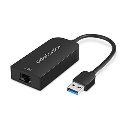 CableCreation USB 3.0 to 2.5 기가비트 랜 랜선, 랜 케이블 Adapter, USB to 네트워크 up to 2.5Gbps 호환가능한 with 맥북 Pro, Air, 윈도우 10, 8.1, 맥OS X 10.6-10.15, 블랙