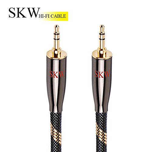 SKW 오디오philes AUX 케이블 3.5mm Male to Male with OD 6.8mm 스테레오 오디오 케이블 for Subwoofer, 홈 시어터 and More (6.5ft/ 2M, Nylon)