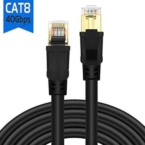 YixGH Cat8 랜선, 랜 케이블 50ft, Internet 네트워크 Cord, 40Gbps 2000Mhz 랜 Wires,  고속 SSTP 랜 Cables with 금도금 RJ45 커넥터 for Router, Modem, Gaming, 엑스박스