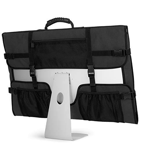 Curmio 여행용 캐링 Bag for 애플 27 iMac 데스트탑 Computer, 보호 스토리지 케이스 모니터 Dust 커버 with 러버 손잡이 for 27 iMac 스크린 and Accessories, Black, 특허 Design.