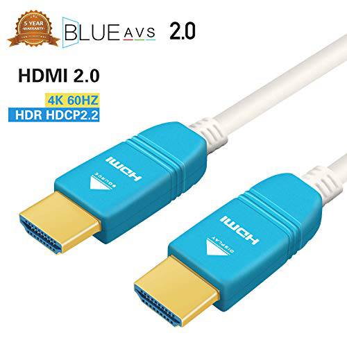 BlueAVS 50ft HDMI Fiber Optic 케이블 4K 60Hz HDMI 2.0b 고속 18Gbps HDR10 HDCP2.2 ARC White