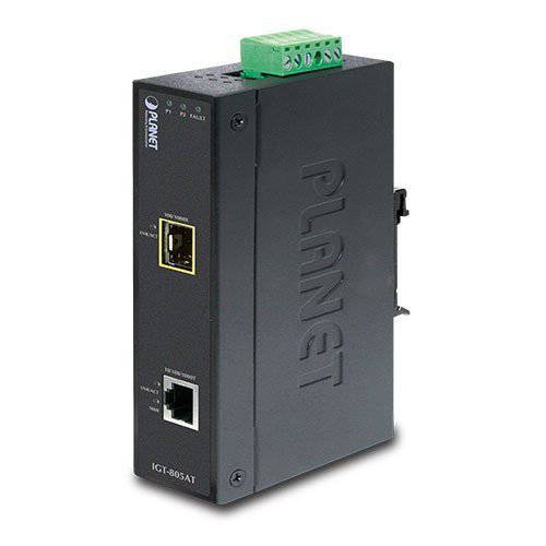 IGT-805AT 산업용 10/ 100/ 1000BASE-T to 100/ 1000BASE-X SFP Media 컨버터 (-40~75°C)