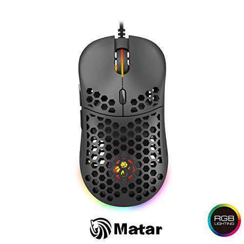 Matar MT-X24 Honeycomb 울트라 경량 게이밍 마우스 Up to 16000 DPI - 60g (Pixart 3389, Black)