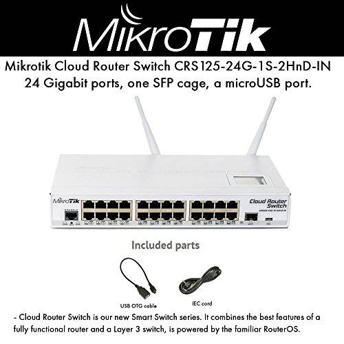 MikroTik CRS125-24G-1S-2HnD-IN, 4dBi, 30dBm, 600MHz, 128MB, 2. 4GHz, 24xGigabit, SFP, LCD, microUSB, L5