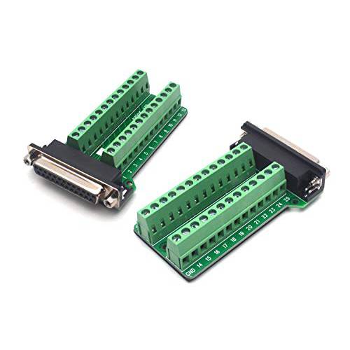 Antrader 2PCS DB25 Breakout 커넥터 D-sub 25-pin Female 변환기 RS232 to 터미널 보드 Signal 모듈