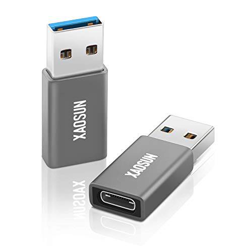 USB C Female to USB Male 어댑터 [2 팩, 마스크, 마스크팩] - XAOSUN 3.0/ 3.1 USB A to C 어댑터 - 지원하다 One-Sided 10Gbps Data 동조&  빠른 충전중 - 호환 with Laptops, PC, Chargers, 파워 뱅크