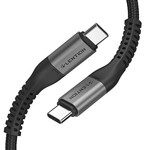 LENTION USB C to USB C 케이블 6.6ft 100W, Type C 20V/ 5A 고속 충전 Braided 케이블 호환가능한 2020-2016 맥북 Pro, New 아이패드 Pro/ 맥 Air/ Surface, 삼성 갤럭시 S20/ S10/ S9/ S8/ Plus/ Note, More (Grey)