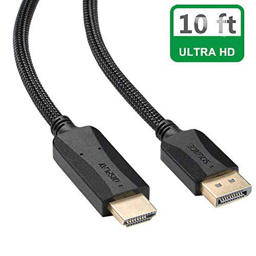 DisplayPort,DP to HDMI 케이블 10 Feet, DP (Display Port) to HDMI HDTV 케이블 케이블 Nylon Braided Male to Male support 영상 and 오디오 for DELL, HP, ASUS, etc