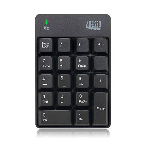Adesso WKB-6010UB - 무선 생활방수 18-Key 숫자 Keypad, 블랙