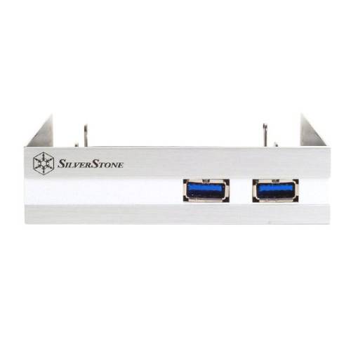 Silverstone FP36S 알루미늄 전면 Panel 2X USB 3.0 Ports with 3.5-Inch to 2X 2.5-Inch Bay 컨버터 디바이스 (Silver)