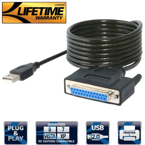 Sabrent USB 2.0 to DB25 IEEE-1284 Parallel 프린터 케이블 변환기 [THUMBSCREWS Connectors] (CB-DB25)