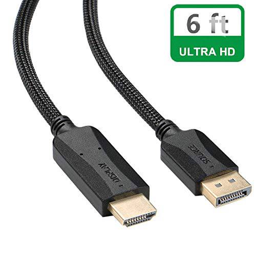 디스플레이Port,DP to HDMI 케이블 6 ft, DP 디스플레이 Port to HDMI 케이블 변환기 6 feet Braided Male to Male support 영상 앤 오디오 for DELL, HP, ASUS, etc