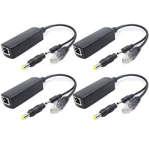 ANVISION 4-Pack 5V 기가비트 PoE Splitter, 48V to 5V 2.4A Adapter, Plug 3.5mm x 1.35mm, 5.5mm x 2.1mm Connector, IEEE 802.3af Compliant, for IP카메라 앤 More