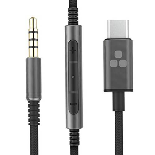 Thore 교체용 Headpone 케이블 USB C 커넥터 (3.5mm) 오디오 Aux 케이블 마이크 (Male 3.5mm 예비) 마이크,마이크로폰/ 볼륨 리모컨 (호환가능한 Beats/ 소니/ 젠하이저 and 오디오 테크니카) 블랙