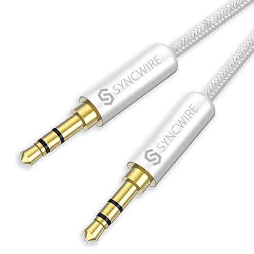 Syncwire 3.5mm Nylon Braided Aux 케이블 (3.3ft/ 1m, Hi-Fi Sound), 오디오 예비 Input 변환기 Male to Male AUX 케이블 for Headphones, Car, 홈 Stereos, Speaker, iPhone, iPad, iPod,  에코&  더  은