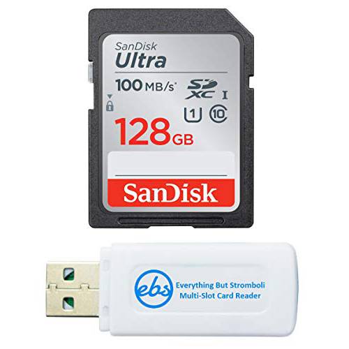 SanDisk 128GB SD 울트라 SDXC 메모리 카드 Works with 캐논 EOS Rebel T5 (SDSDUNR-0128G-GN6IN) 번들,묶음 with Everything But Stromboli 메모리 카드 리더,리더기