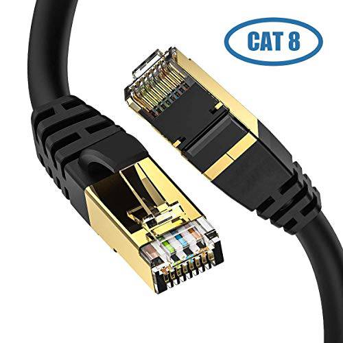 Cat8 랜선, 랜 케이블 6ft 2Pack, Outdoor& Indoor, Heavy Duty 고속 26AWG 게이밍 랜 네트워크 케이블 40Gbps, 2000Mhz with 금도금 RJ45 Connector, Weatherproof 내구성 for Router, IP Cam, 모뎀