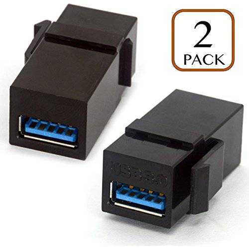 BSHTU USB 3.0 Keystone Jack Inserts, USB 어댑터 케이블 인터페이스 연장기,커플러 Female to Female 커넥터 연장 for 벽면 Plate Outlet 패널 - 2 포장된 (White, USB 3.0 Straight)