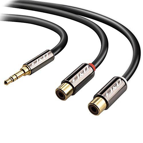 3.5 mm to 2RCA 케이블, J&D Gold-Plated [Copper Shell] [ 내구성, 튼튼] 3.5mm Male to 2 RCA Female 스테레오 오디오 변환기 연장 케이블 - 3 Feet