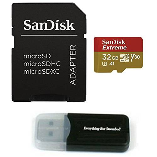 SanDisk 32GB 미니 Extreme 메모리 카드 works with 삼성 갤럭시 S9, S9 Plus, S8, S8+, S7, S7 엣지 휴대폰 4K 레코딩 UHS-I (SDSQXAF-032G-GN6MA) with Everything But Stromboli (TM) 카드 리더,리더기