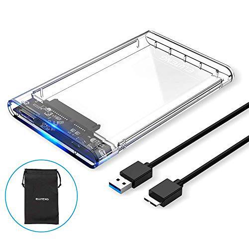 ELUTENG USB C SSD 케이스 2.5inch, 외장 하드디스크 케이스 Type-C to SATA with 2 USB 3.1 Cables 초고속 5Gbps 호환가능한 with WD/ Seagate 7mm and 9.5mm HDD 지원 UASP Up to 2TB