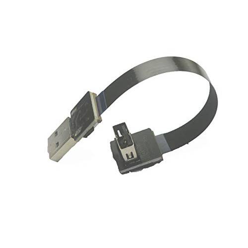 Permanent 숏 FPV Flat 슬림 Thin Ribbon FPC 케이블 스탠다드 USB A Male 스트레이트 to 스탠다드 USB A Female USB A 소켓 90 도 up 앵글드 for 동기화 and 충전 블랙 (20CM)