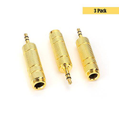 SiYear (5 Pack) 3.5mm 1/ 8 Male 마개 TRS to 6.35mm 1/ 4 Female 스테레오 Jack Adaptor-Gold Plated Converte, for 오디오 Earphone, 헤드폰,헤드셋 ect