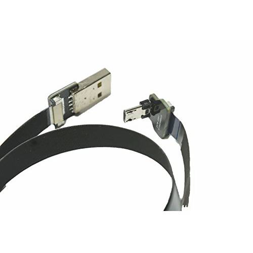 숏 FFC 마이크로 USB FPV 플랫 슬림 Thin 리본 FPC 케이블 마이크로 USB 90 도 to 스탠다드 USB A 동기화 and 충전 Black(10CM)