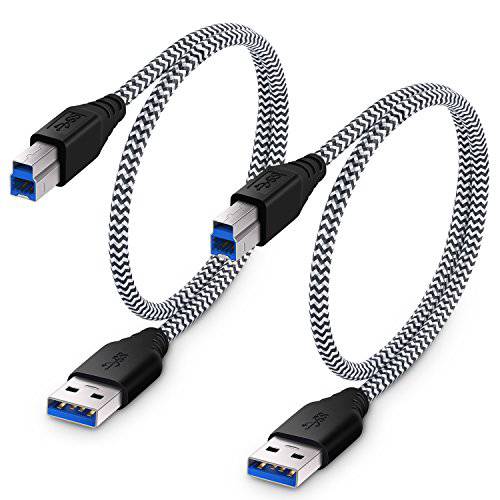 Besgoods 2-Pack 1.5ft/ 50cm Braided USB 3.0 케이블 - A-Male to B-Male 숏 케이블 - 블랙